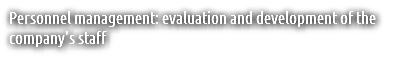 Personnel management: evaluation and development of the company's staff