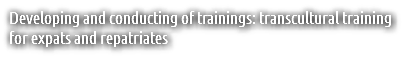 Developing and conducting of trainings: transcultural training for expats and repatriates